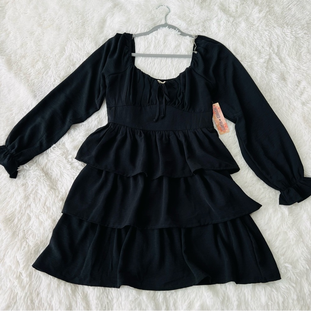 Inspired Hearts Charcoal Gathered Dress L
